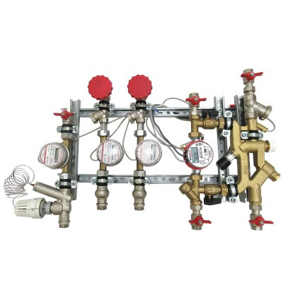 Квартирная станция верт. с рецирк. ГВС и перепускн. клап.1/2", 1,5/1,5 м.куб./ч, RS 485, VT.NM.VPR