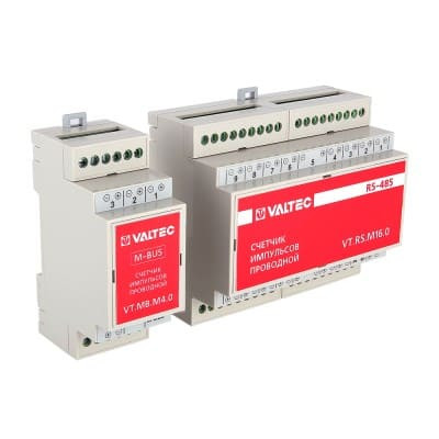 Счетчик импульсов проводной универсальный RS-485, 16 кан, внешн./пит., DIN, IP20