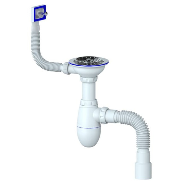 Сифон мойки бут г/пер 3 1/2х40 гофр 40х40/50 нерж/сетка Unicorn B425P