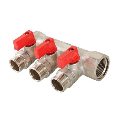 Коллектор с отсекающими кранами 3 вых. 3/4"х1/2"нар VTc.580.N