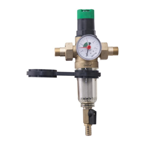 Фильтр со встроенным редуктором давления для холодной воды, латунный, Dn-1/2", Pn-16, +40, Gappo G14
