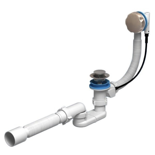 Сифон для ванны плоский полуавтомат 1 1/2х40 гофра 40х50 Ани Пласт EM701