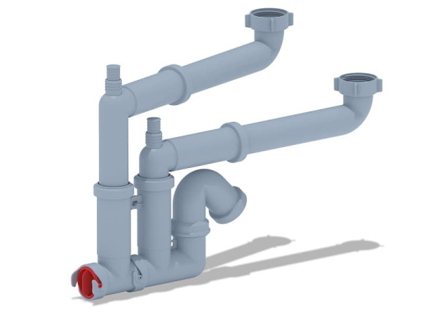 Сифон мойки 2чаши труб б/вып 1 1/2"x40 2отв АНИ Пласт F3520