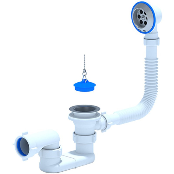 Сифон Ани для ванны плоский с выпуском 1 1/2"х 40 и переливом Е050