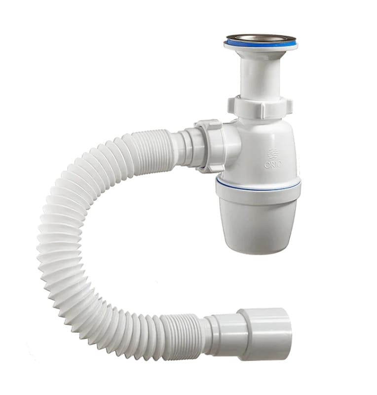 Сифон умыв/мойка бут лит/вып 11/2"х40 гофр 40х40/50 нерж/сетка Орио А-40029