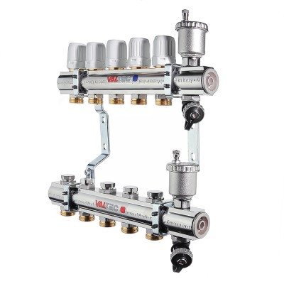 Коллекторная группа в сборе, латунь, 1"х10 вых. евроконус 3/4" VTc.594