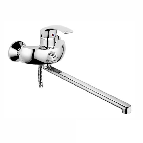 Смеситель универс. с шар. пер. д/душа керм.картридж 40мм плос.изл.40см хром Potato P2203