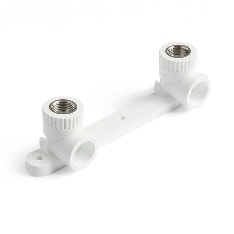 Угольник PP-R бел нап Дн20x1/2 Внутр/р двойной с креплением (планка) Pro Aqua