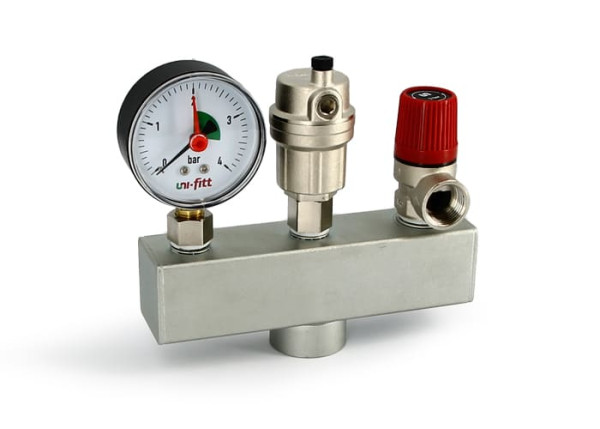 Группа безопасности котла до 50 кВт, 1", 3 бар, сталь, Uni-Fitt 250S4530