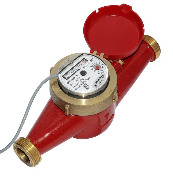 ВСКМ 90-25 ДГ, счетчик холодной и горячей воды с имп. выходом 10 л/имп с комплектом присоединителей