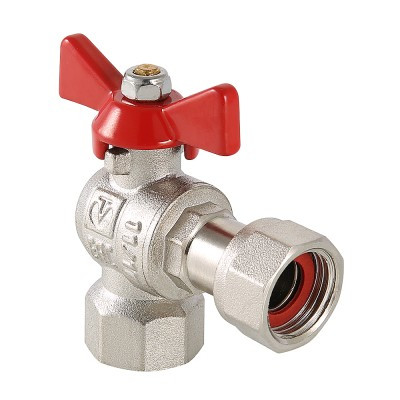 Кран шаровой угловой с накидной гайкой и внутр. резьбой 3/4" х 3/4" VT.266.N