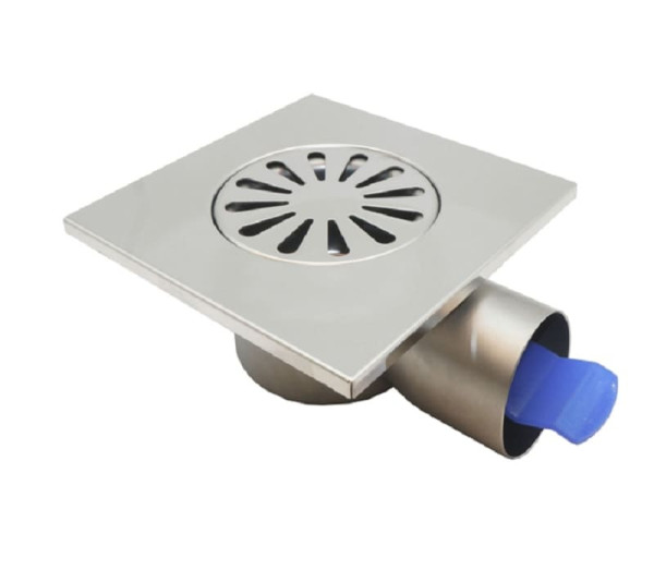 Трап для душа из нерж стали SUS304 с горизонтал выпуском 150*150 мм