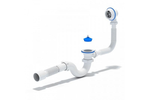 Слив-перелив для ванны трубный с пробкой 1 1/2"x40 с гофрой 40х50 выпуск с пластиковой решёткой D=70мм Варяг АНИ Пласт C6155