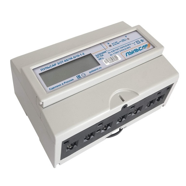 Трехфазный счетчик электроэнергии «Пульсар 3/3Т» RS-485, 5/10А, без кнопки