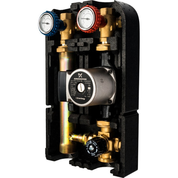 Насосная группа с термостатическим смесительным клапаном 3/4"с насосом Grundfos UPSO 15-65 130