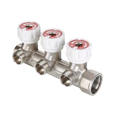 Коллектор c регулирующими вентилями, 3/4"х4 вых. 1/2 нар. VTc.570.N