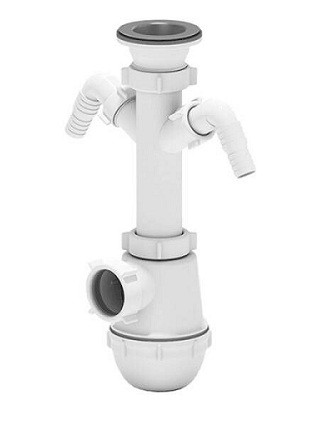 Сифон умыв/мойка бут лит/вып 1 1/2"х 40 гофр 40х50 нерж/сетка Ани Пласт А0510