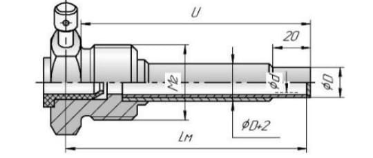 Гильза термометрическая ГЦР.105П-G1/2-8/6-160-2,5