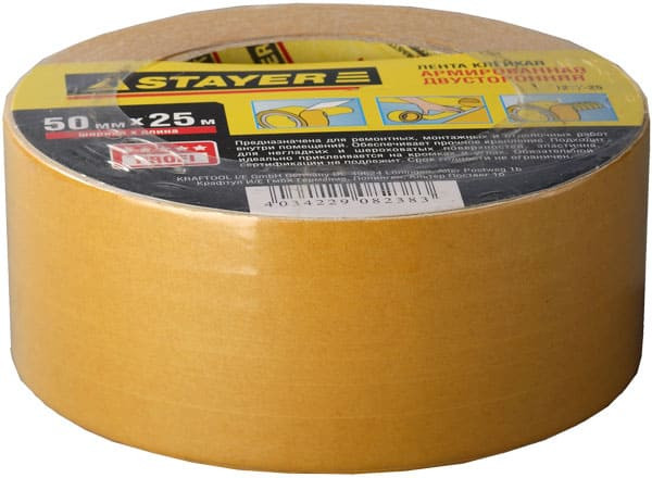 Лента STAYER "PROFI" клейкая двусторонняя, 50мм х 10м