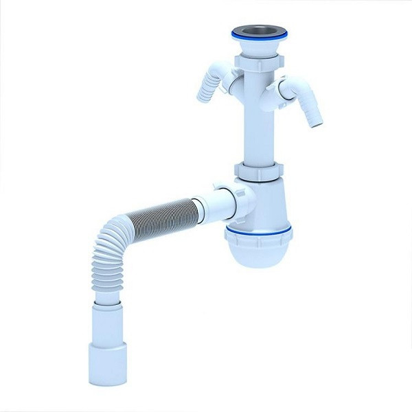 Сифон Ани Грот с 2 отводами 1 1/2*40 с гибкой трубой 40*40/50 А1115