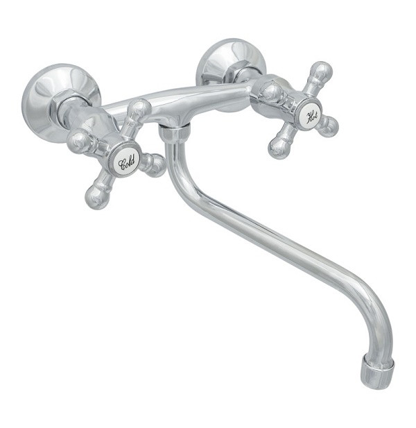 Смеситель настенный д/мойки ниж/излив мет/маховик ЦС-СМ 294 К М Крест  Подольск