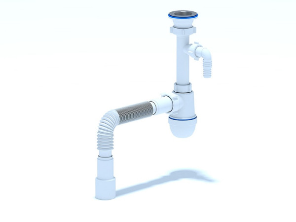 Сифон Ани 1 1/2"х40/50 для мойки лит/вып с гофр нерж вып/стир C0315