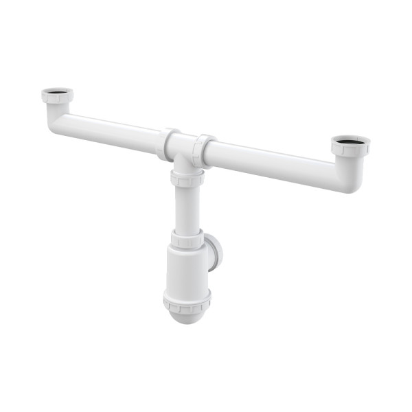 Сифон д/кухонной мойки с двумя чашами бутылочный 1 1/2х40/50 без выпуска ALCA PLAST A448-DN50/40