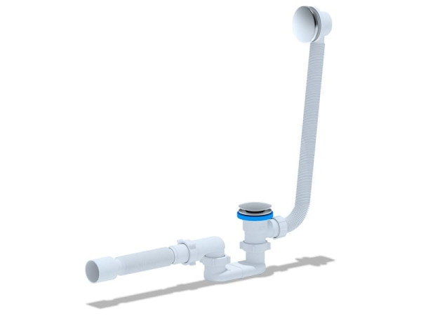 Слив-перелив для ванны плоский автоматический 1 1/2"x40 с гофрой 40х50 слив клапан "клик-клак" (грибок-сетка), пробка D=68мм АНИ Пласт EC055GS