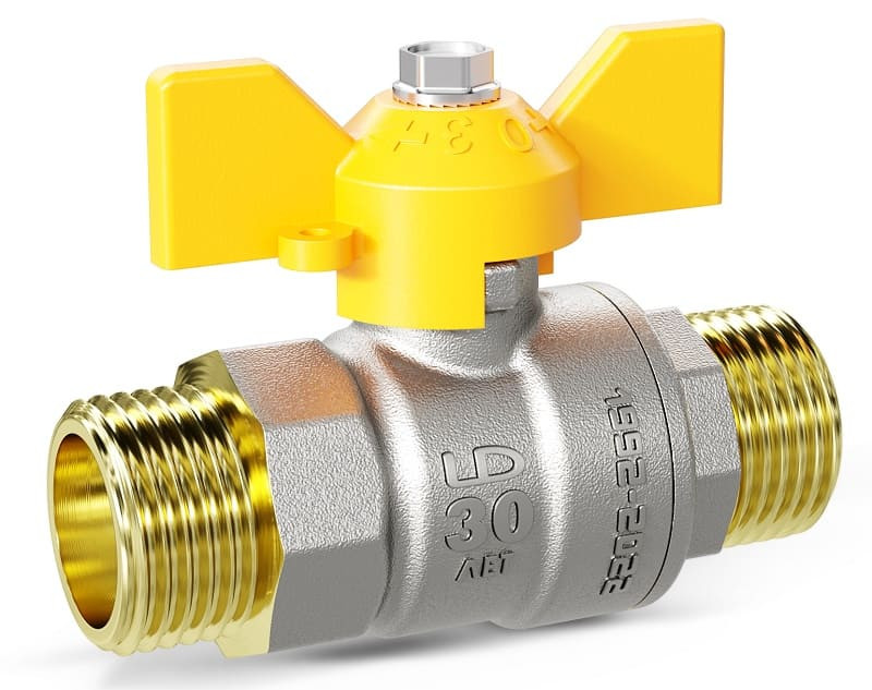 Кран шаровой латунный ник. ГАЗ Pride Ду 25 Ру40 полнопр. бабочка LD 47.25.Н-Н.Р