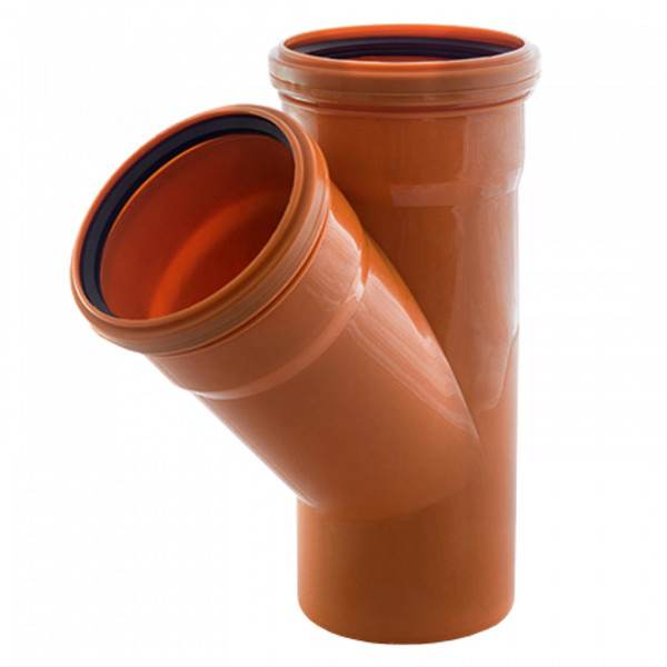 Тройник НПВХ коричневый Дн160х160х45° б/нап в комплекте KGEA Ostendorf