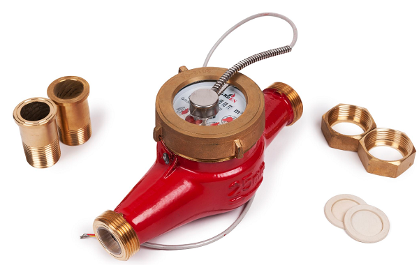 DRHi-25, счетчик горячей воды многоструйный сухоход IP68, класс"С" имп.вых.с присоединителями Groen