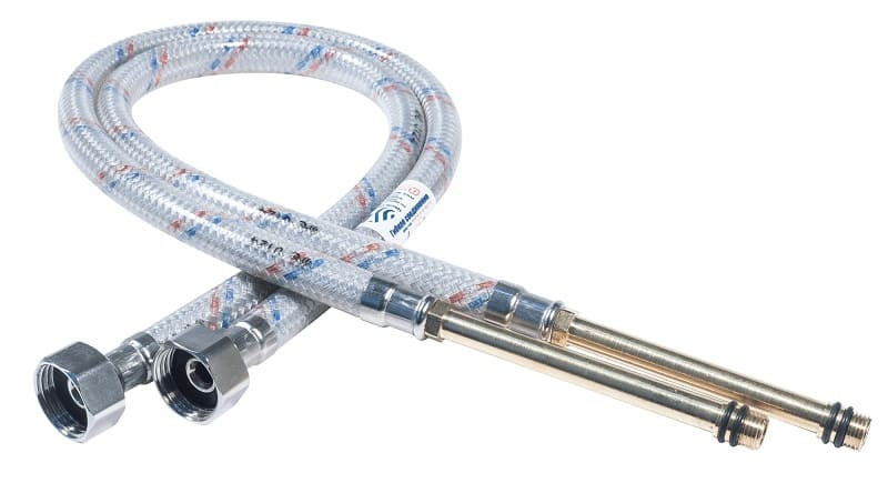 Комплект гибкой подводки для смесителя НЕЙЛОН (штуцер 106/100мм) 1/2”хM10 L-100см (пара) ГП002275