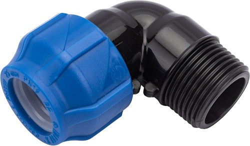 Отвод ПЭ Дн 25х1"х90гр НР Ру16 напорный компрессионный Valfex 1210012425100