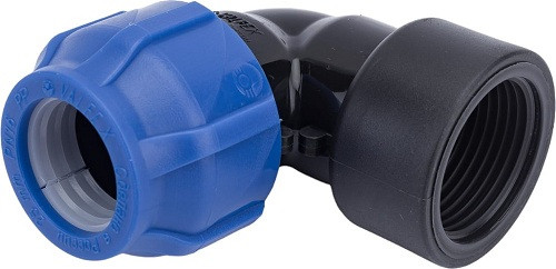 Отвод ПЭ Дн 25х1"х90гр ВР Ру16 напорный компрессионный Valfex 1210012425100