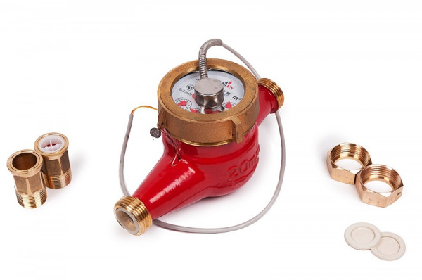 DRHi-15, счетчик горячей воды многоструйный сухоход IP68, класс"С" имп.вых.с присоединителями Groen