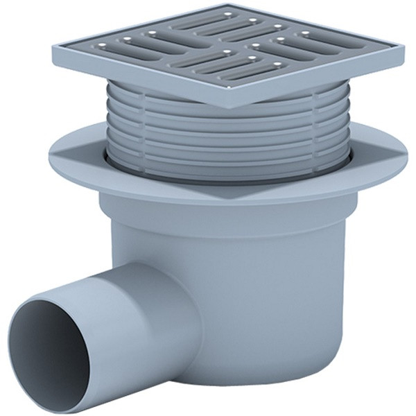 Трап Анипласт ТQ5614 горизонтальный регулируемый, с выпуском 50 мм реш. из нерж.стали 120х120