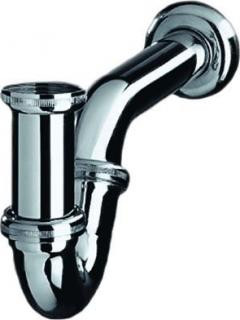 Сифон "S-образный" регулируемый без выпуска и декором, хром.