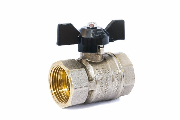 Кран шаровой латунный никелированный Pride Ду 32 Ру25 ВР бабочка LD 47.32.В-B.Б