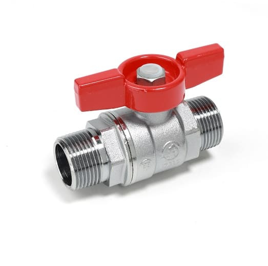 Кран шаровой латунь хром R253D Ду10 Ру42 НР бабочка красная Giacomini R253X002