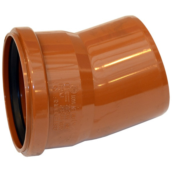 Отвод НПВХ коричневый Дн110х15° б/нап в комплекте KGB Ostendorf