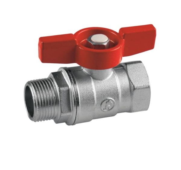 Кран шар латунь хром R254D Ду8 1/4" Ру42 ВР/НР бабочка красная Giacomini R254X001