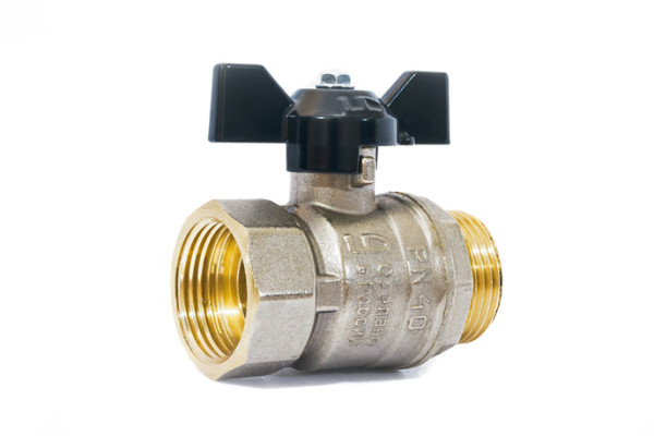 Кран шаровой латунный никелир. Pride Ду 20 Ру40 ВР/НР полнопр. бабочка аналог 11б27п1 LD 47.20.В-Н.Б