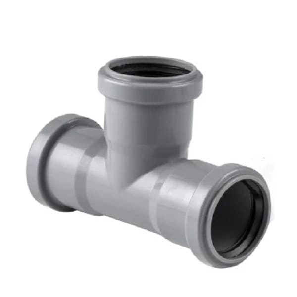 Тройник PP-H 3х-раструбный серый Дн50х50х90° б/нап в комплекте Россия