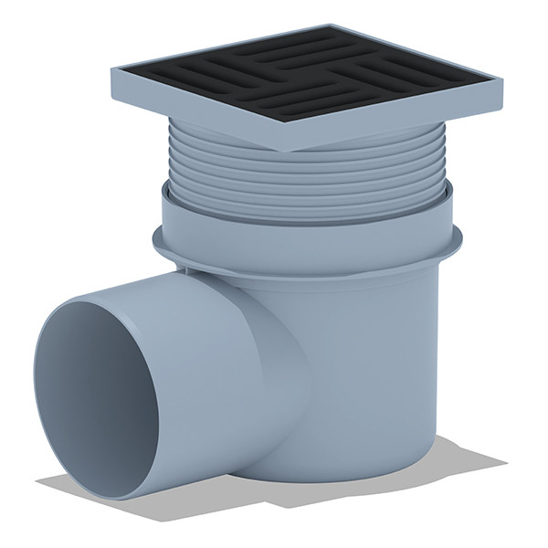 ТрапTA1616 горизонтальный регулируемый с выпуском 110мм, с чугунной решеткой 150*150