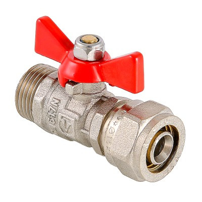 Кран шаровой с обжимным соединением и наружной резьбой 16 х 1/2" VT.341.N