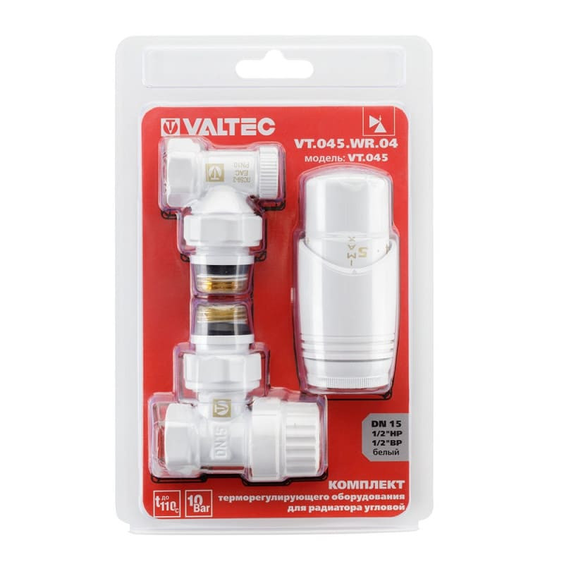 Комплект терморегулирующего оборудования для радиатора угловой, белый 1/2" VT.045.WR.04 Комплект терморегулирующего оборудования для радиатора угловой, белый 1/2" VT.045.WR.04