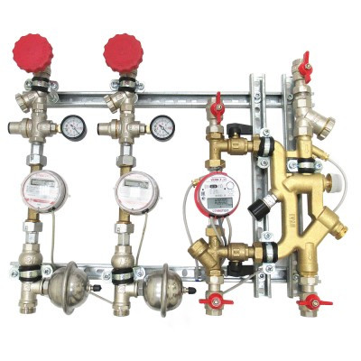 Квартирная станция верт. размещения с перепускным клапаном 1/2", 1,5/1,5 м.куб./ч, RS 485 VT.NM.VP