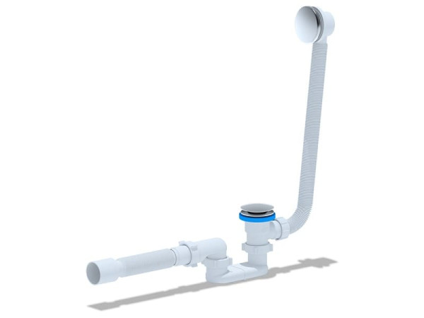 Сифон АНИ для ванны плоский с выпуском 1 1/2"*40 с переливом, клик-клак, с гибкой трубой 375*40/50