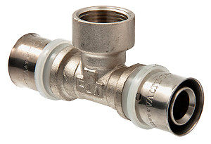 Тройник пресс с переходом на внутреннюю резьбу 20х1/2"х20 VTm.232.N