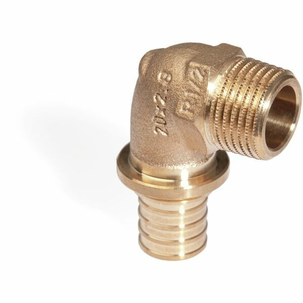 Уголок-переходник с наружной резьбой  20-R 1/2 для труб из сшитого полиэтилена аксиальный